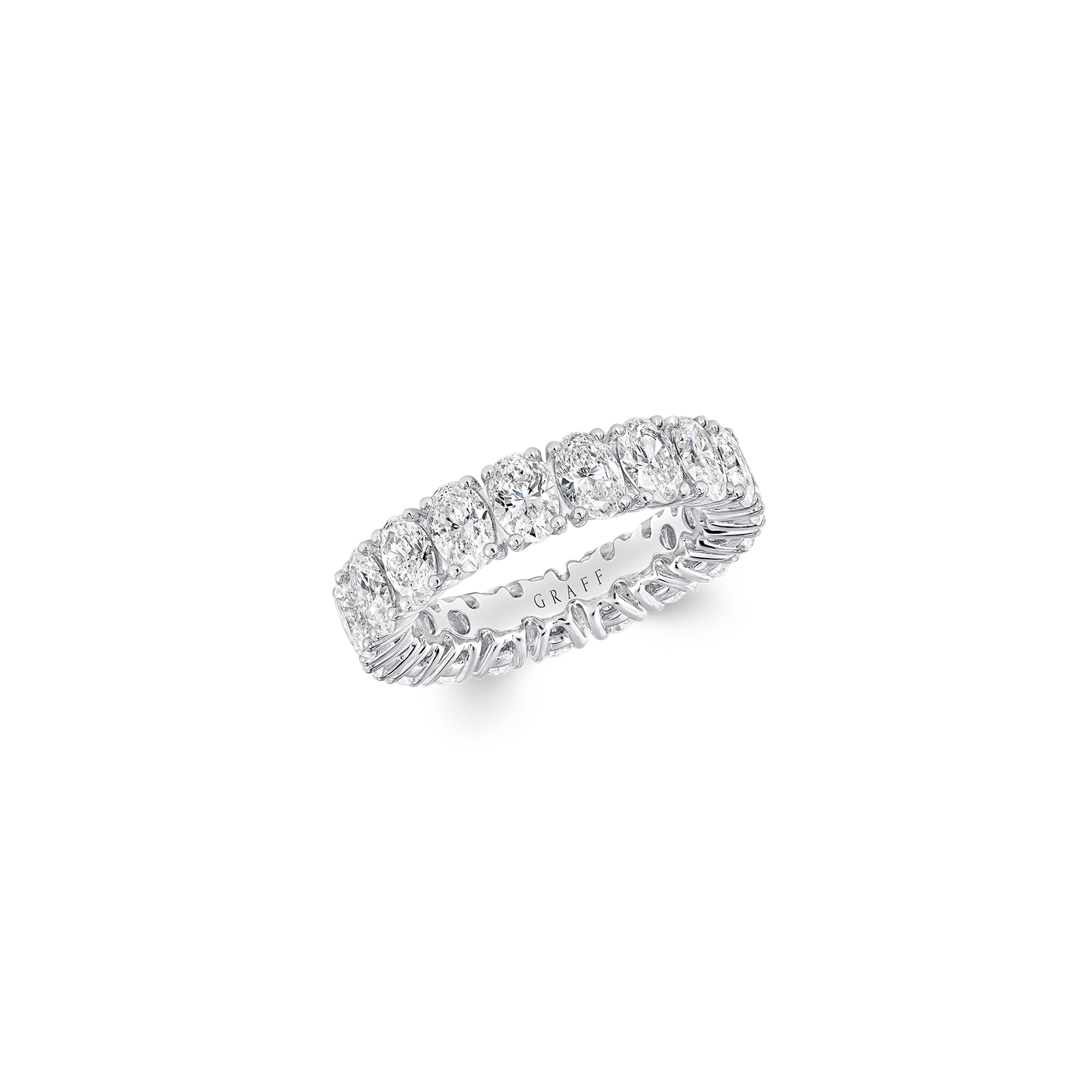 Shared Claw Oval Diamond Wedding Band